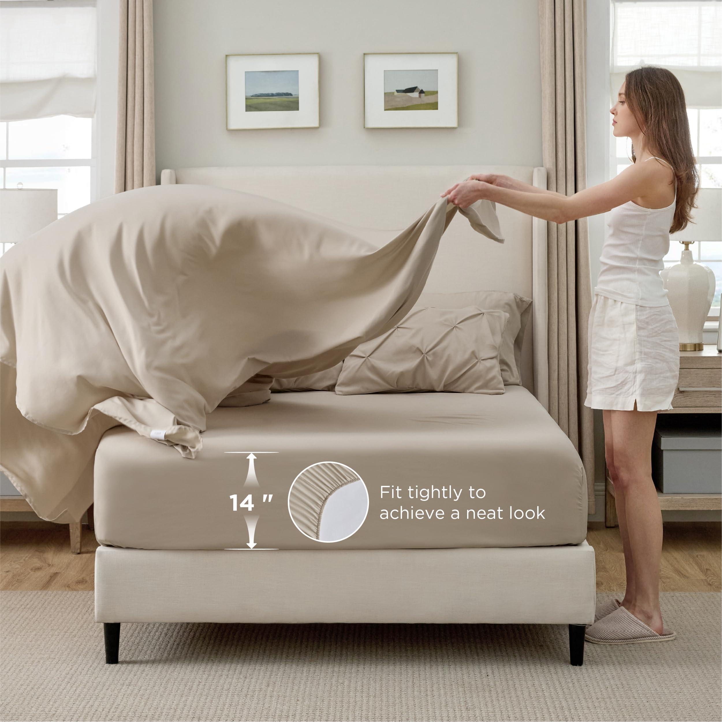 Bedsure taies et housse disposées, coordination visuelle et finition