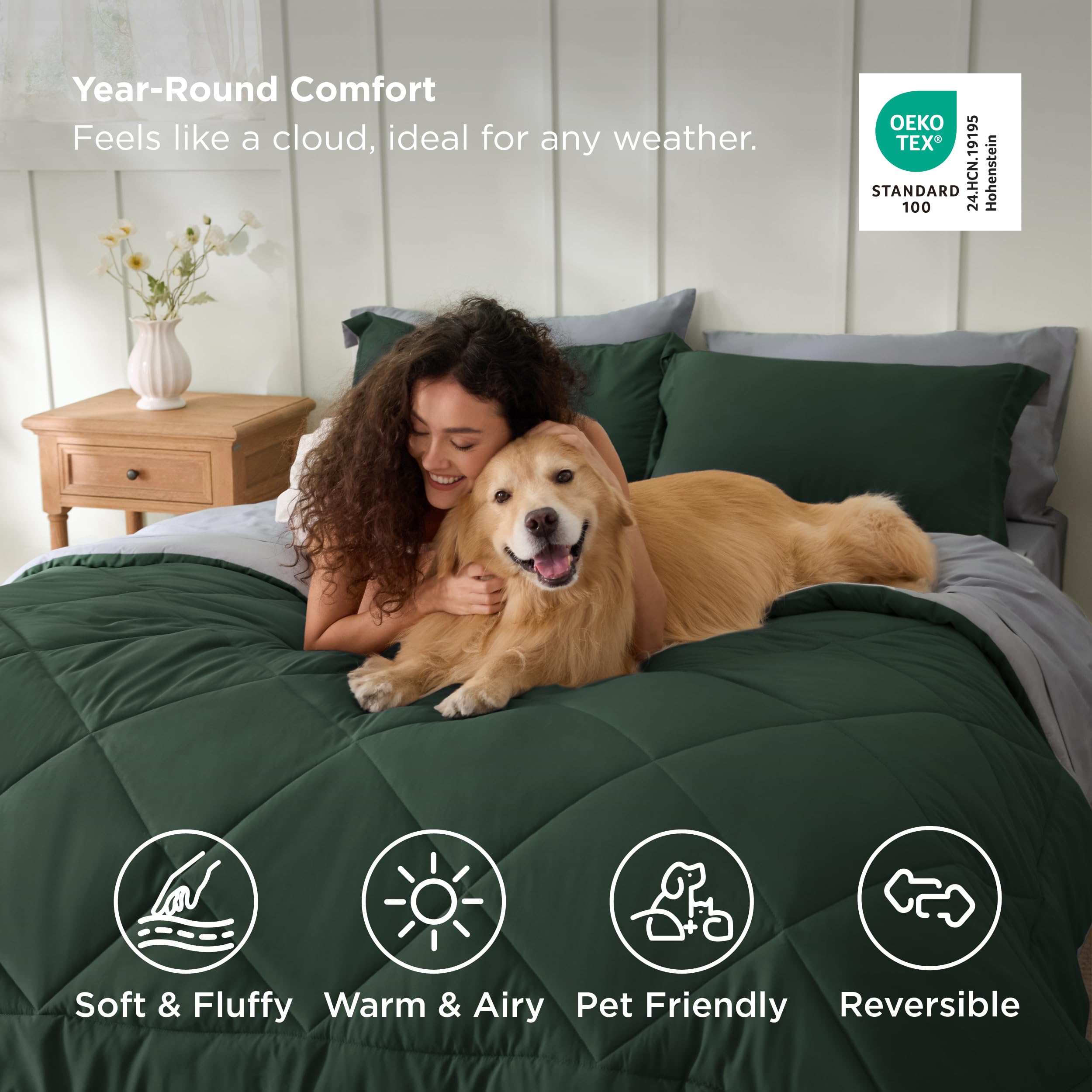 Bedsure taies et housses avec fermeture enveloppe pour oreillers sécurisés