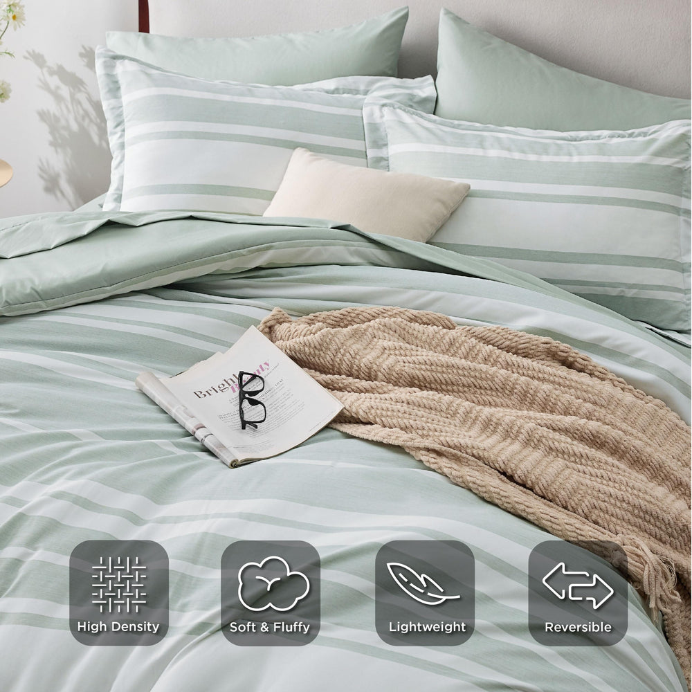 Bedsure gros plan des taies et housses montrant coutures et qualité durable
