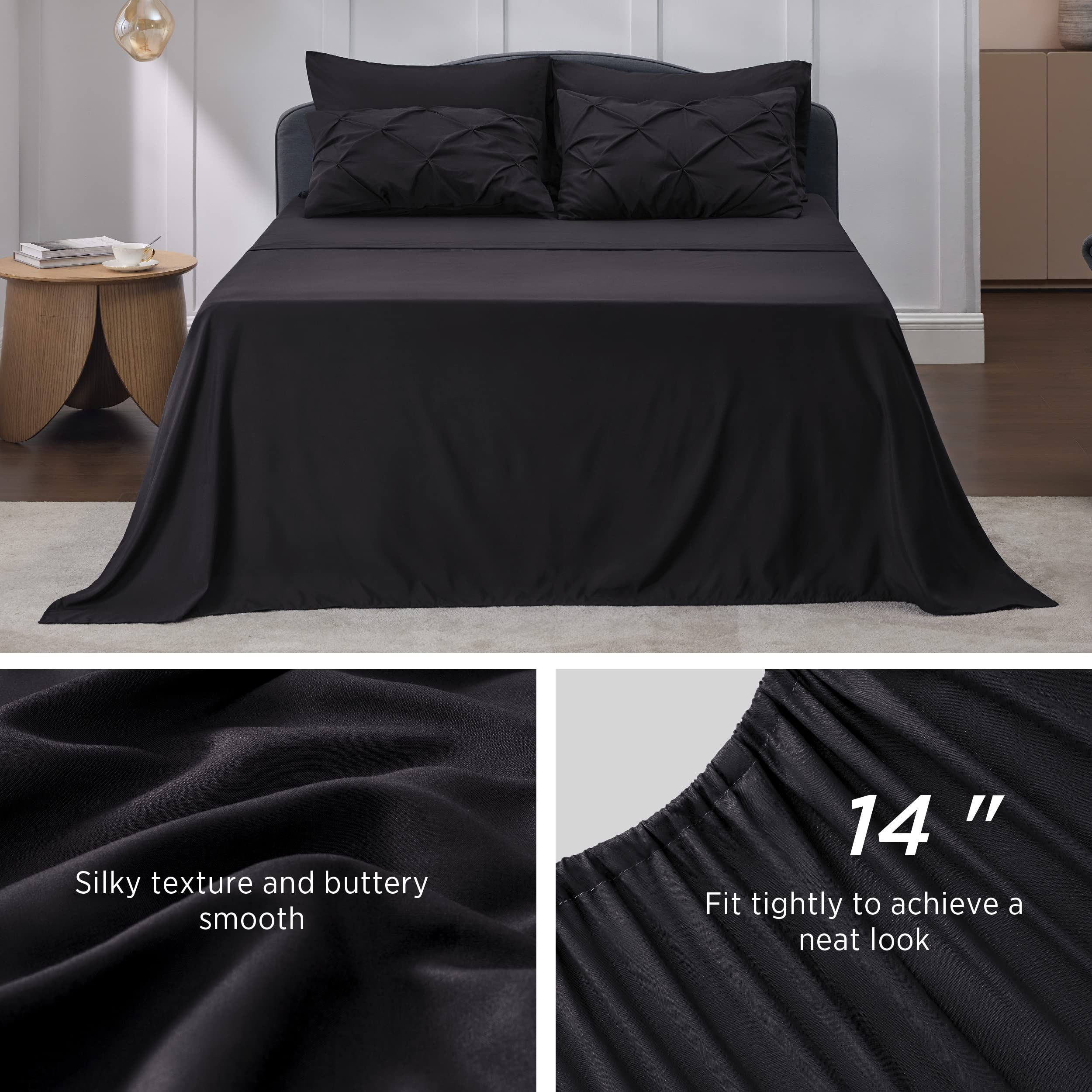 Bedsure deux taies King disposées pour un soutien confortable et une apparence soignée