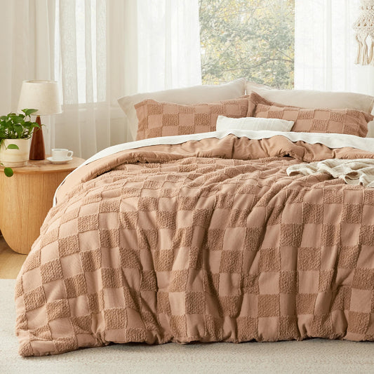 Bedsure couette taupe face complète montrant finition et style coordonné