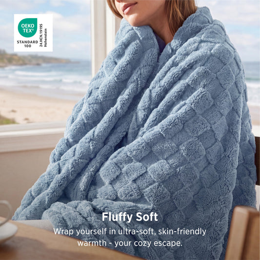 Bedsure gros plan texture fleece, douceur visible pour détente