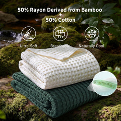 Bedsure gros plan texture waffle révélant aération et toucher doux