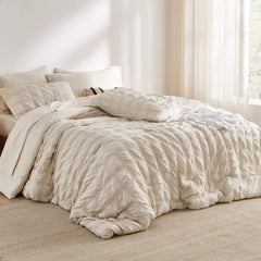 Bedsure gros plan du tissu seersucker dévoilant la texture froissée confortable