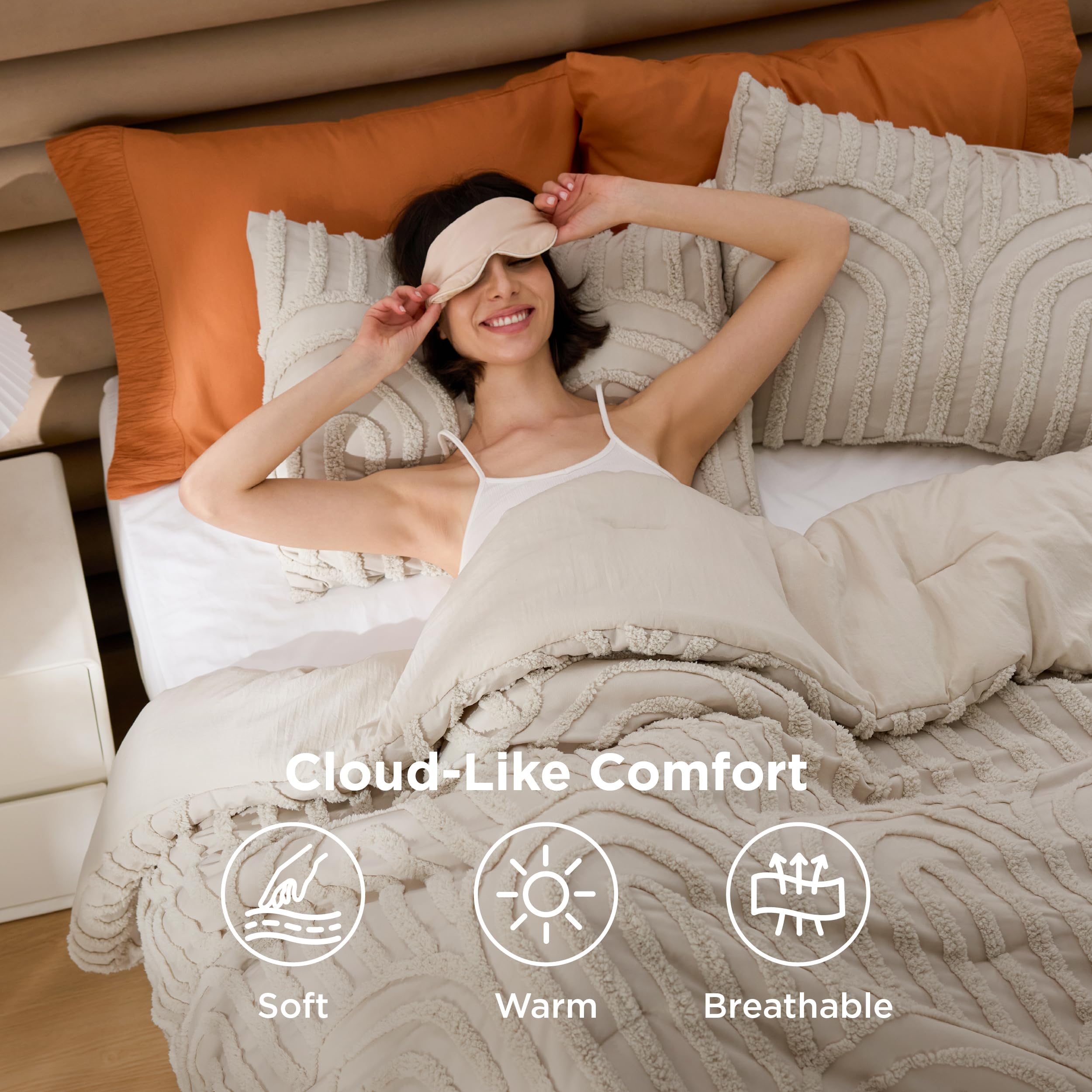 Bedsure texture du tissu proche illustrant souplesse respirante et douceur