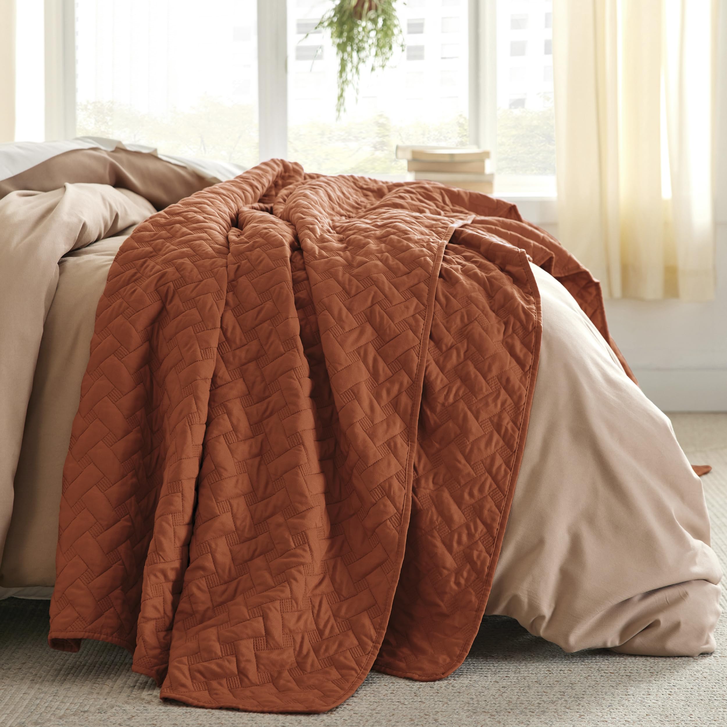 Bedsure gros plan motif tressage apportant texture chaleureuse