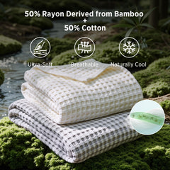 Bedsure gros plan texture waffle montrant respirabilité et douceur