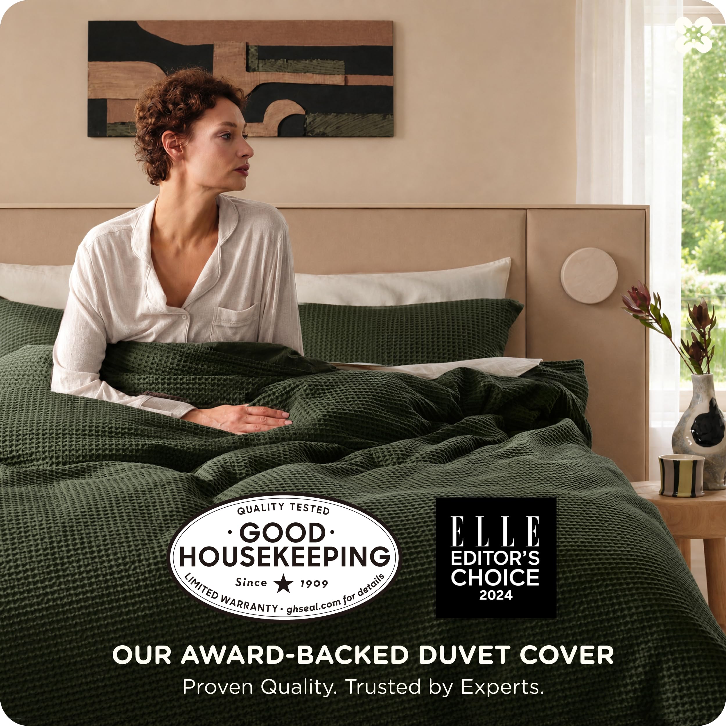 Bedsure gros plan du tissage gaufré mettant en valeur la texture et confort visuel