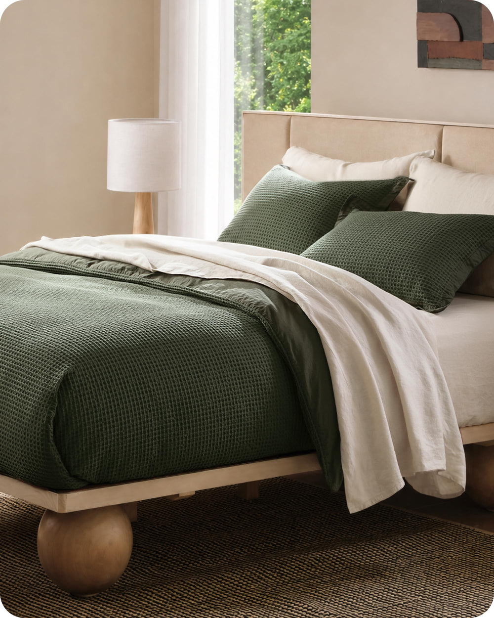 Bedsure échantillon de tissu tenu en main montrant qualité du coton et respirabilité