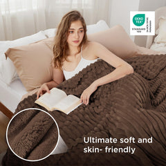 Bedsure couverture sur canapé montrant confort pour détente
