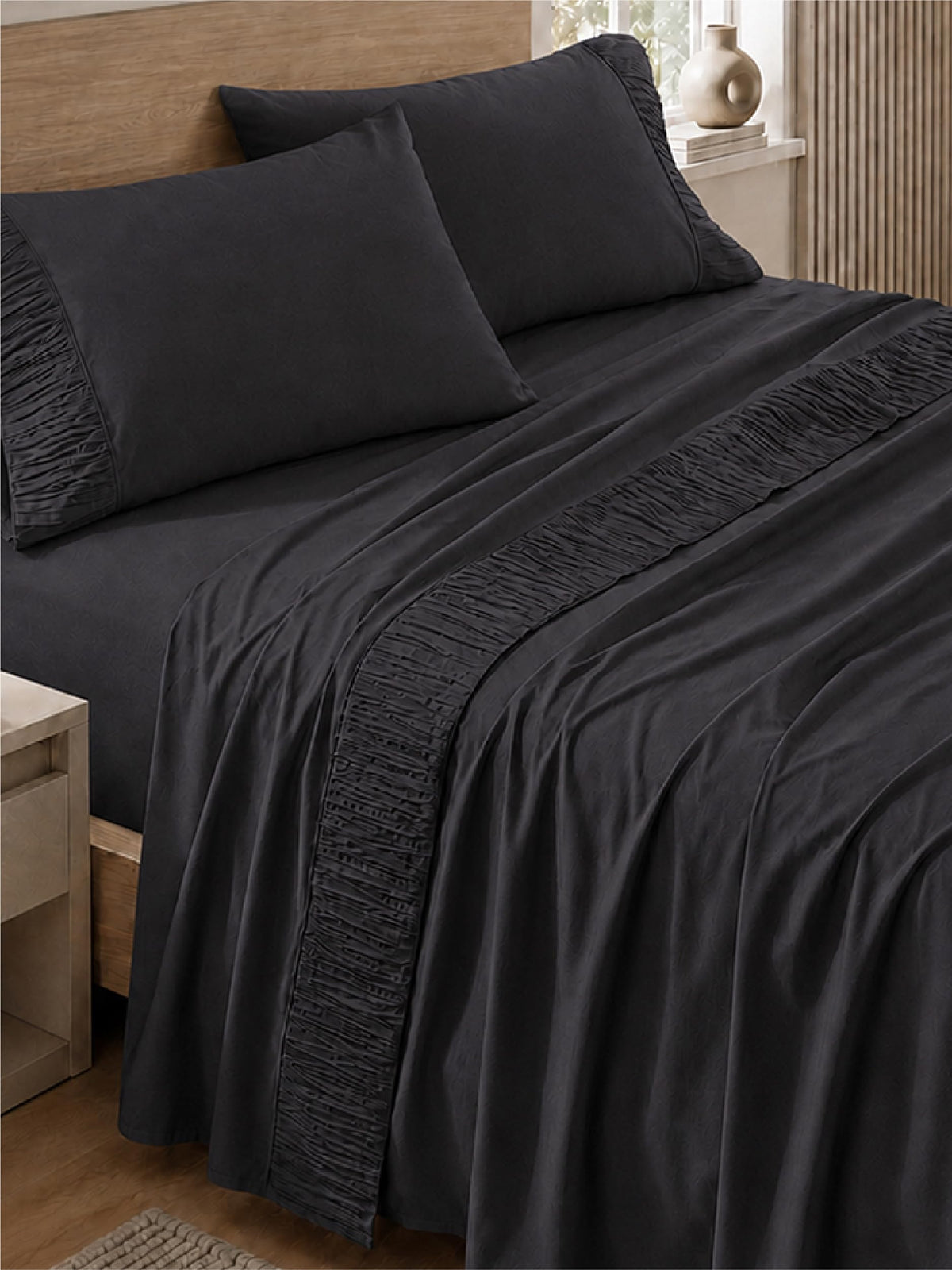 Bedsure vue de face de l'emballage montrant le set complet et son style