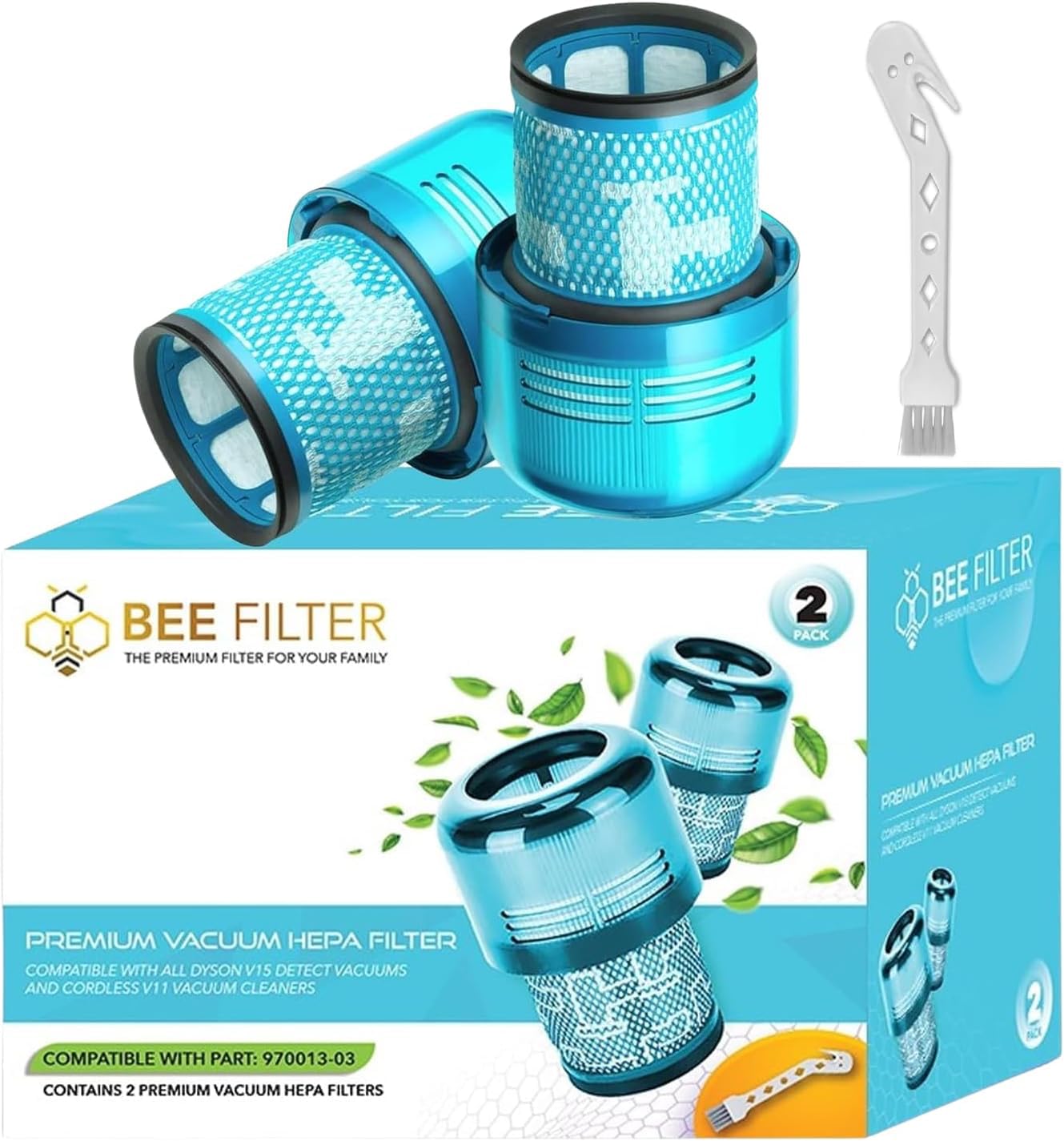 BEE FILTER vue avant du filtre compatible Dyson V15 pour remplacement efficace