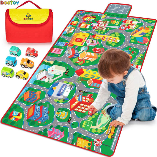 beetoy tapis face avant montrant routes et bâtiments pour jeu éducatif