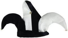 Beistle chapeau bouffon devant montrant design noir et blanc et confort