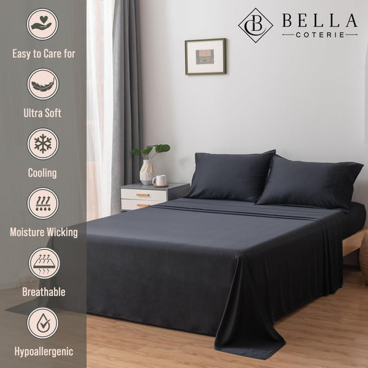 BC Bella Coterie draps posés sur un lit King Size illustrant l'apparence élégante