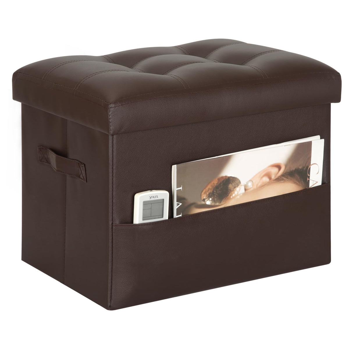 BelugaHelper pouf coffre face avant design brun, optimise rangement et style