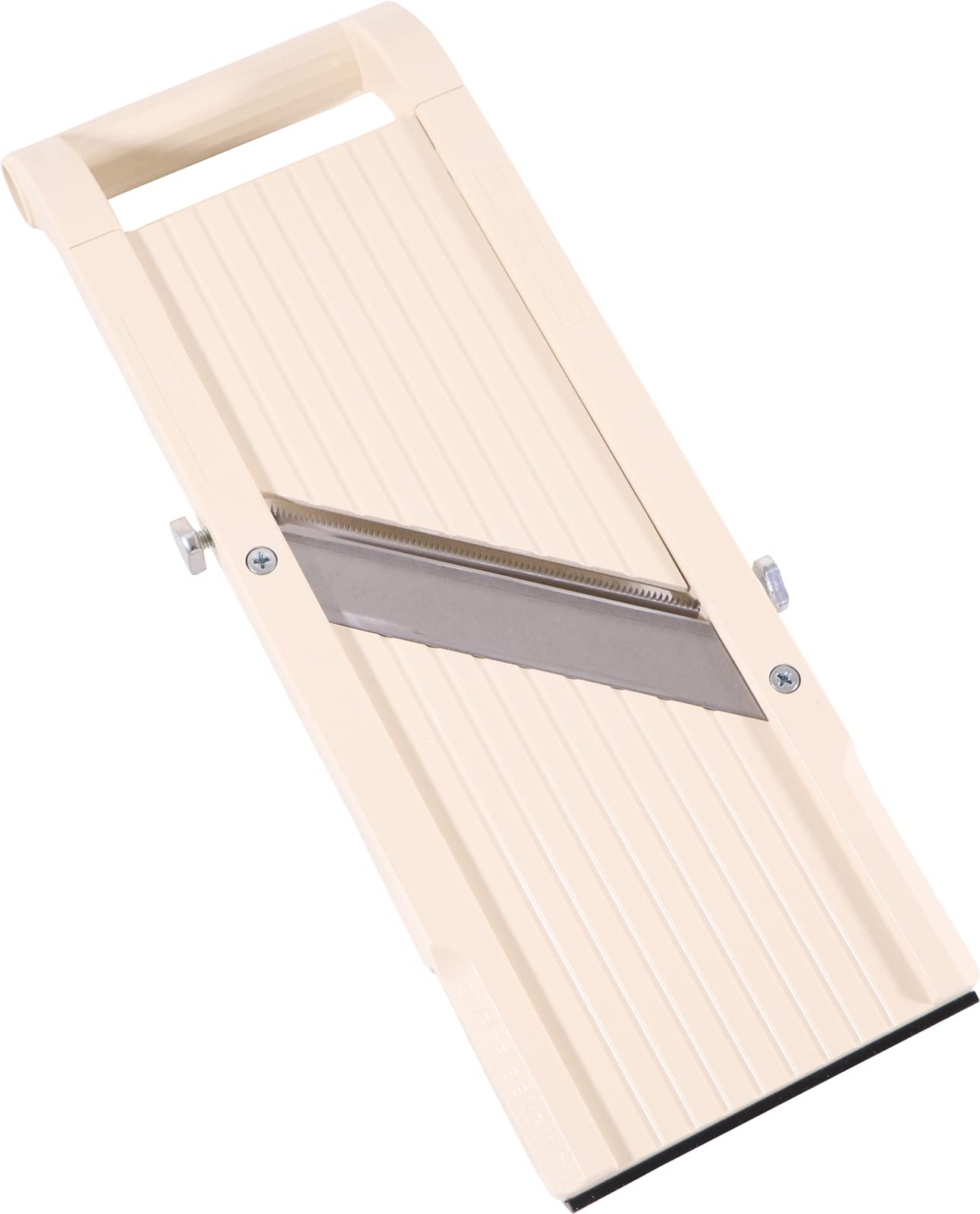 Benriner mandoline beige face avant montrant le design compact et gain de temps