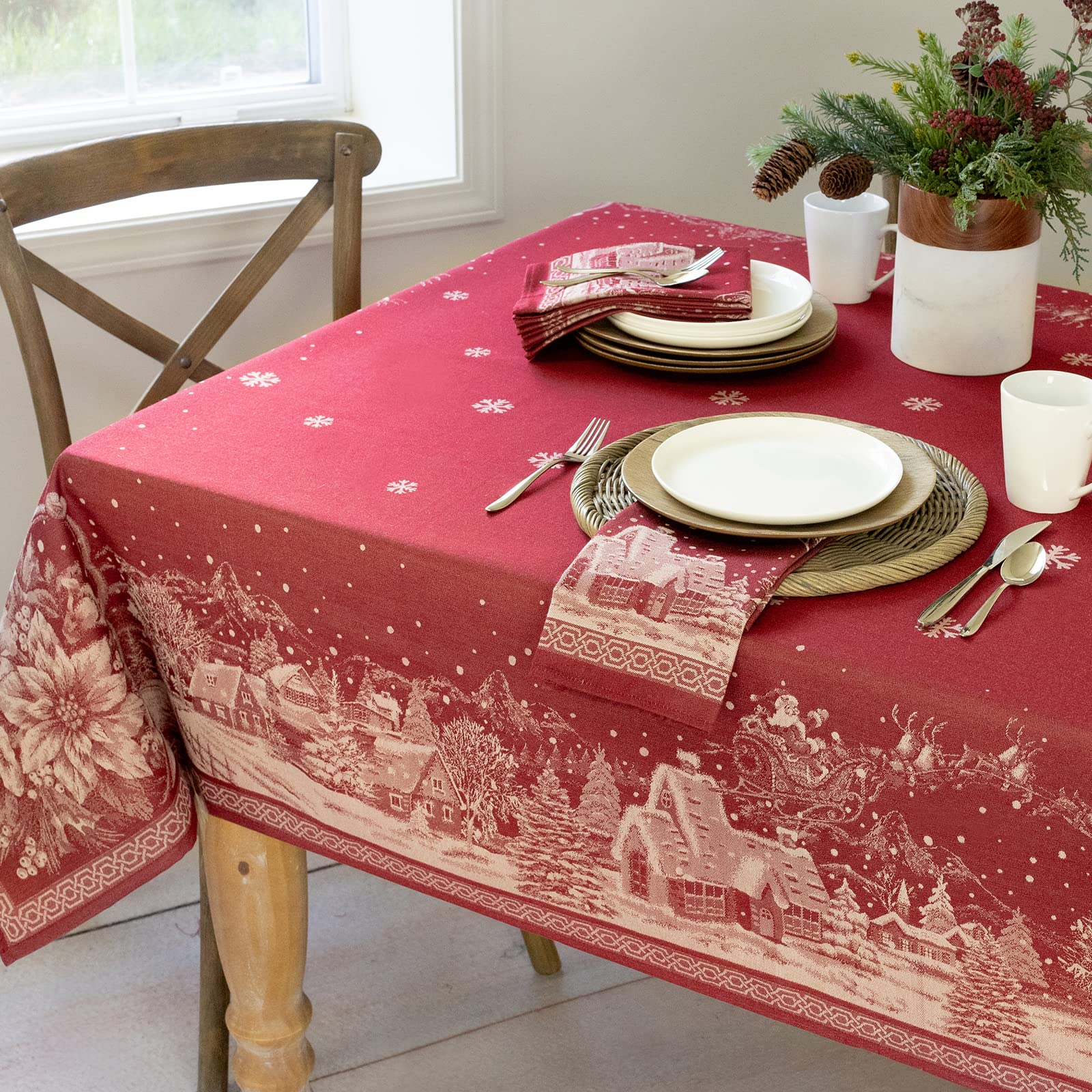 Benson Mills nappe en situation sur table de Noël pour atmosphère accueillante