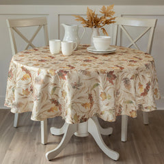 Benson Mills nappe ronde vue de face avec motif feuilles, élégance automnale instantanée