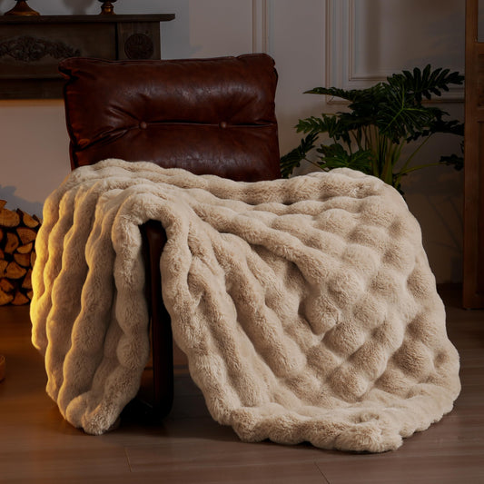 BENVWE plaid face avant beige montrant apparence cosy