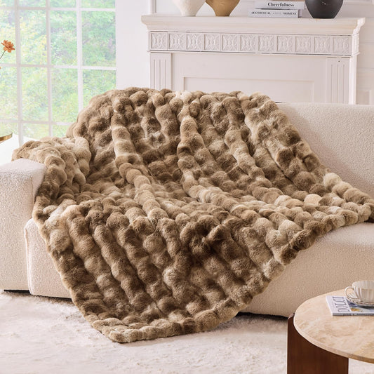 BENVWE plaid face bubble tie-dye brun, apporte chaleur décorative