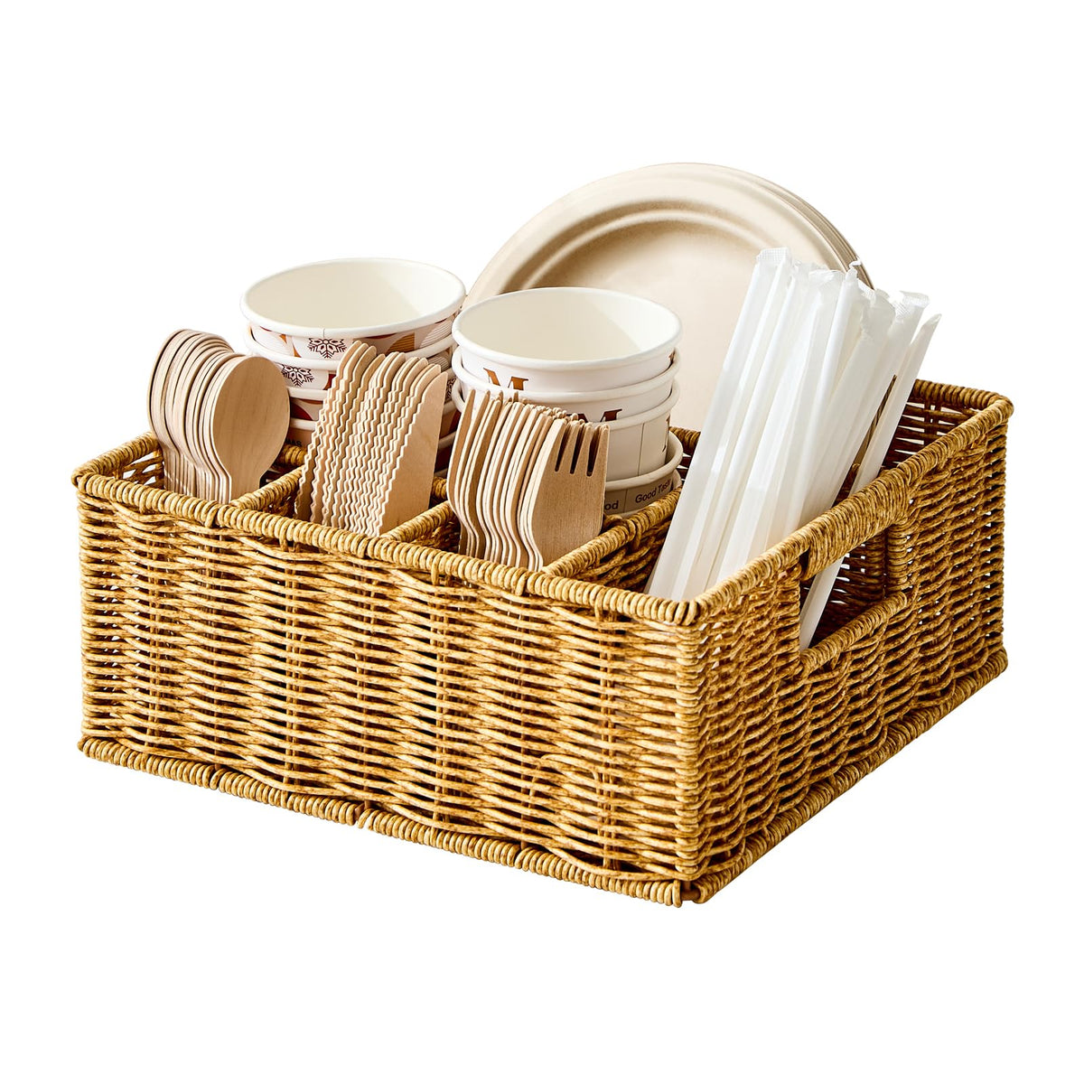 Berdeng porte-couverts vue face organisant assiettes et couverts facilement