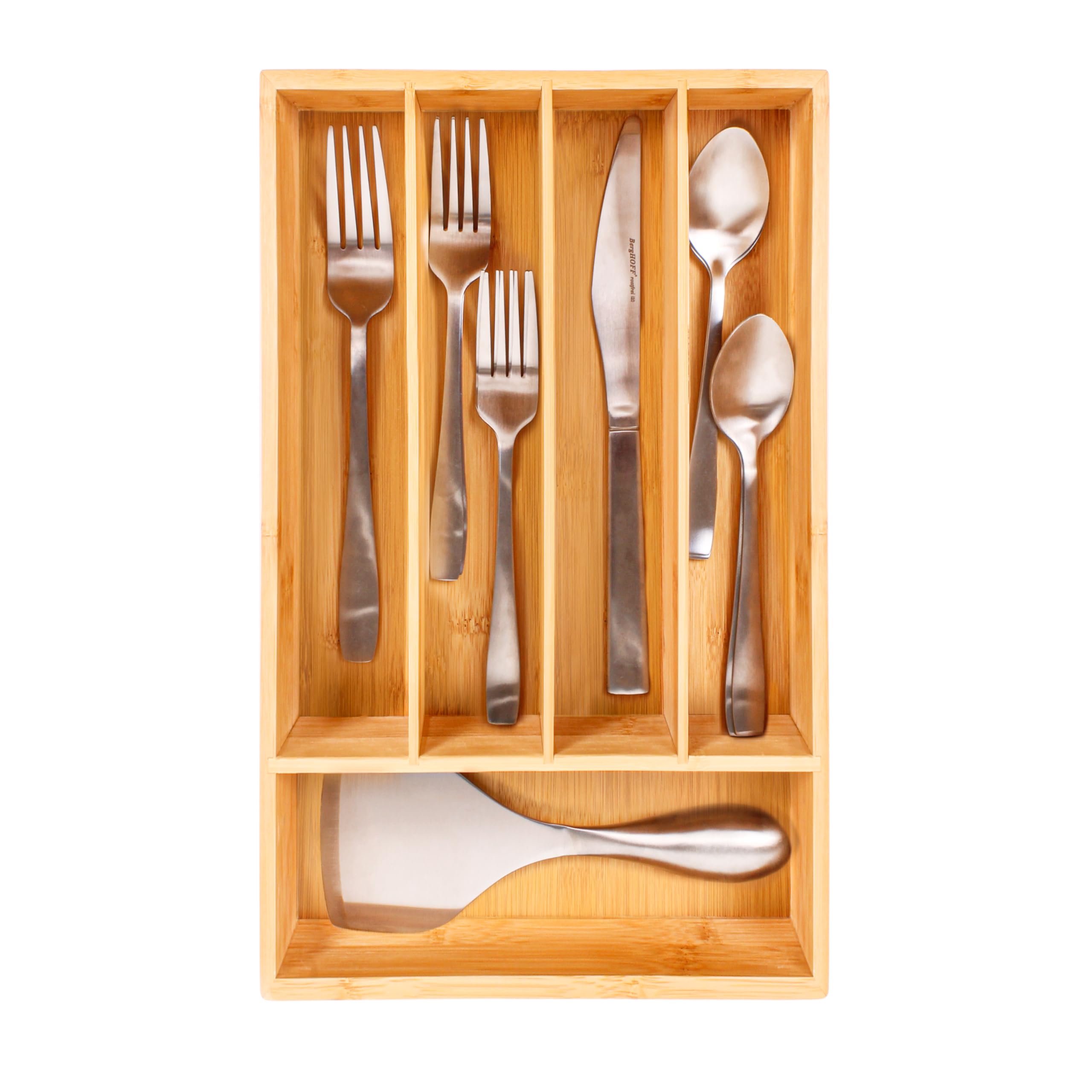 Berghoff CooknCo vue avant montrant les cinq compartiments et finition naturelle