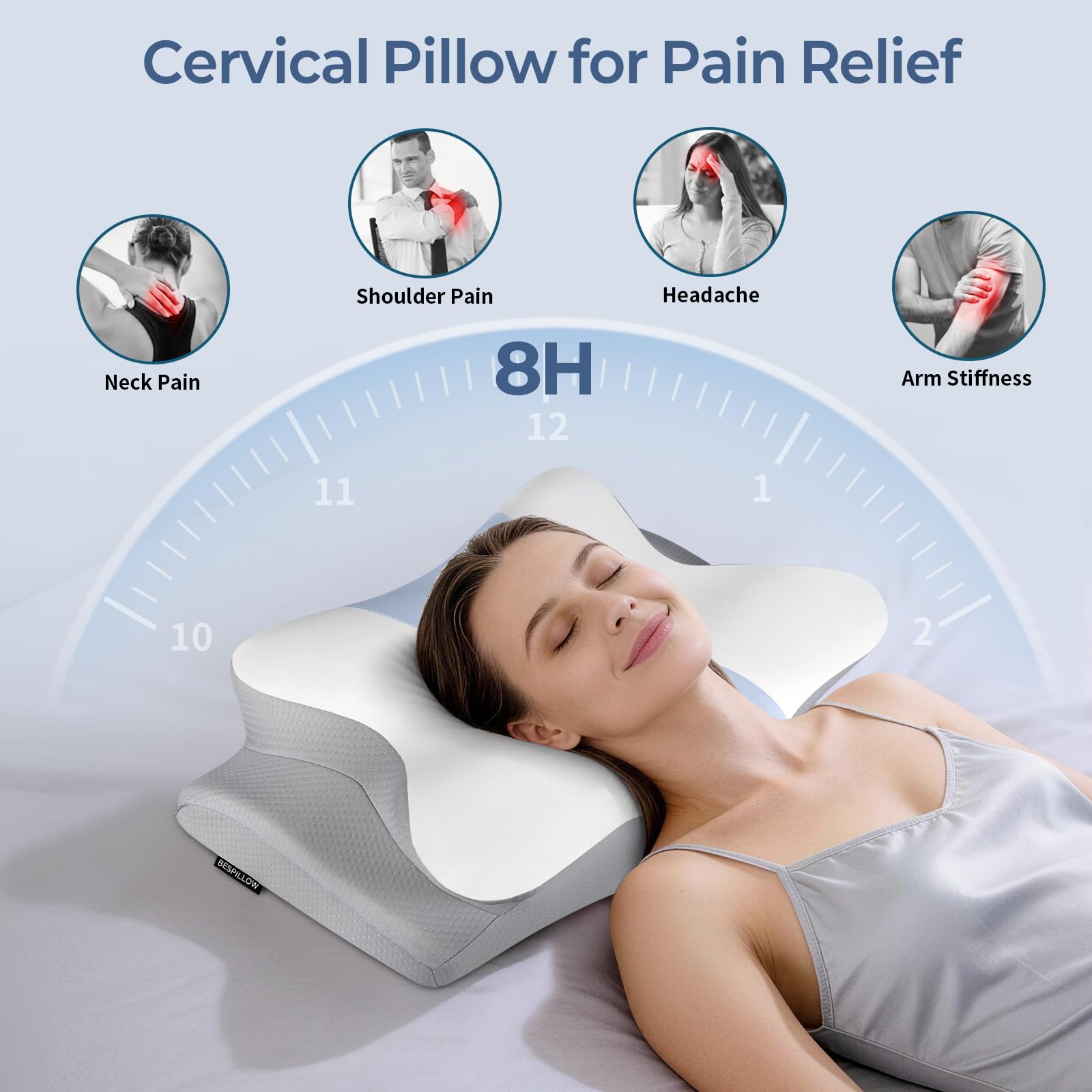 Bespillow gros plan du contour cervical pour soutien précis