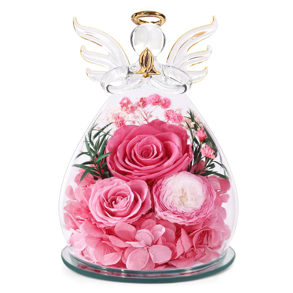 Bessol rose éternelle sous cloche en verre, présent raffiné et durable