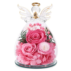 Bessol rose éternelle sous cloche en verre, présent raffiné et durable