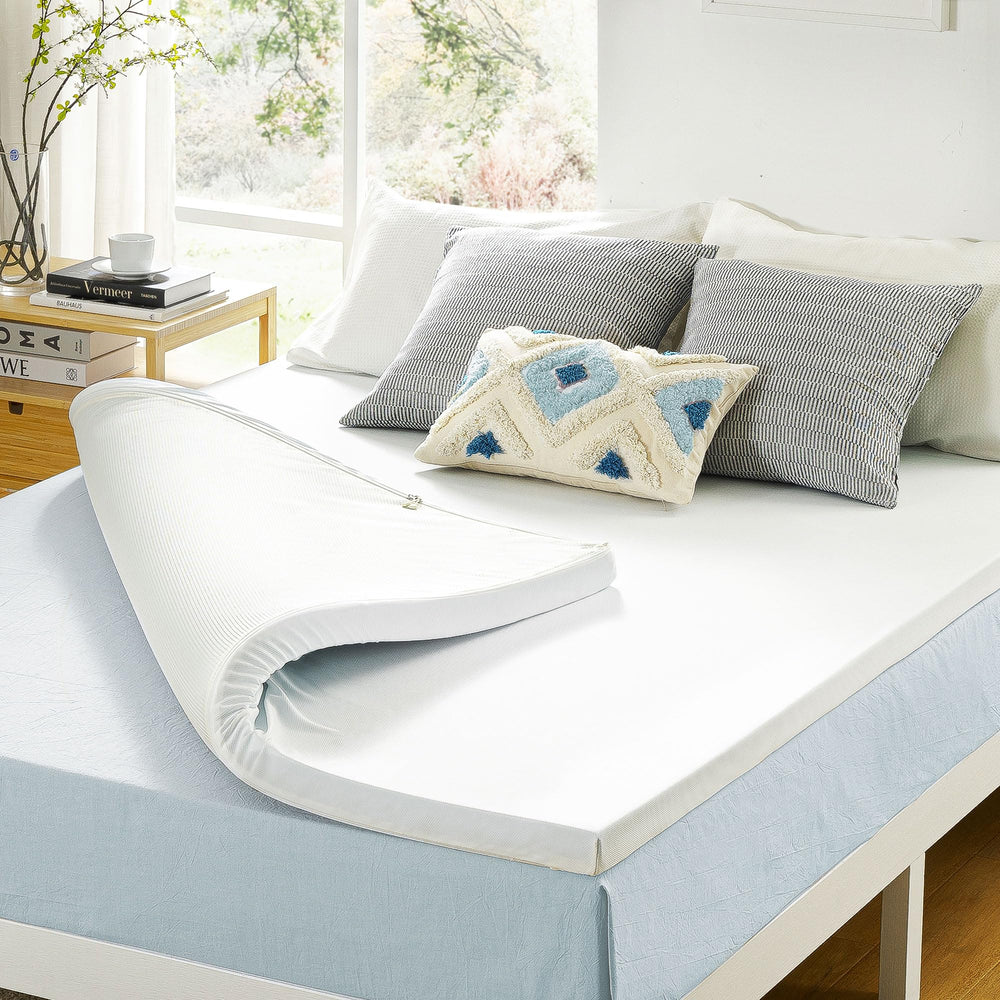 Best Price Mattress vue de face du surmatelas posé, confort ajouté instantané