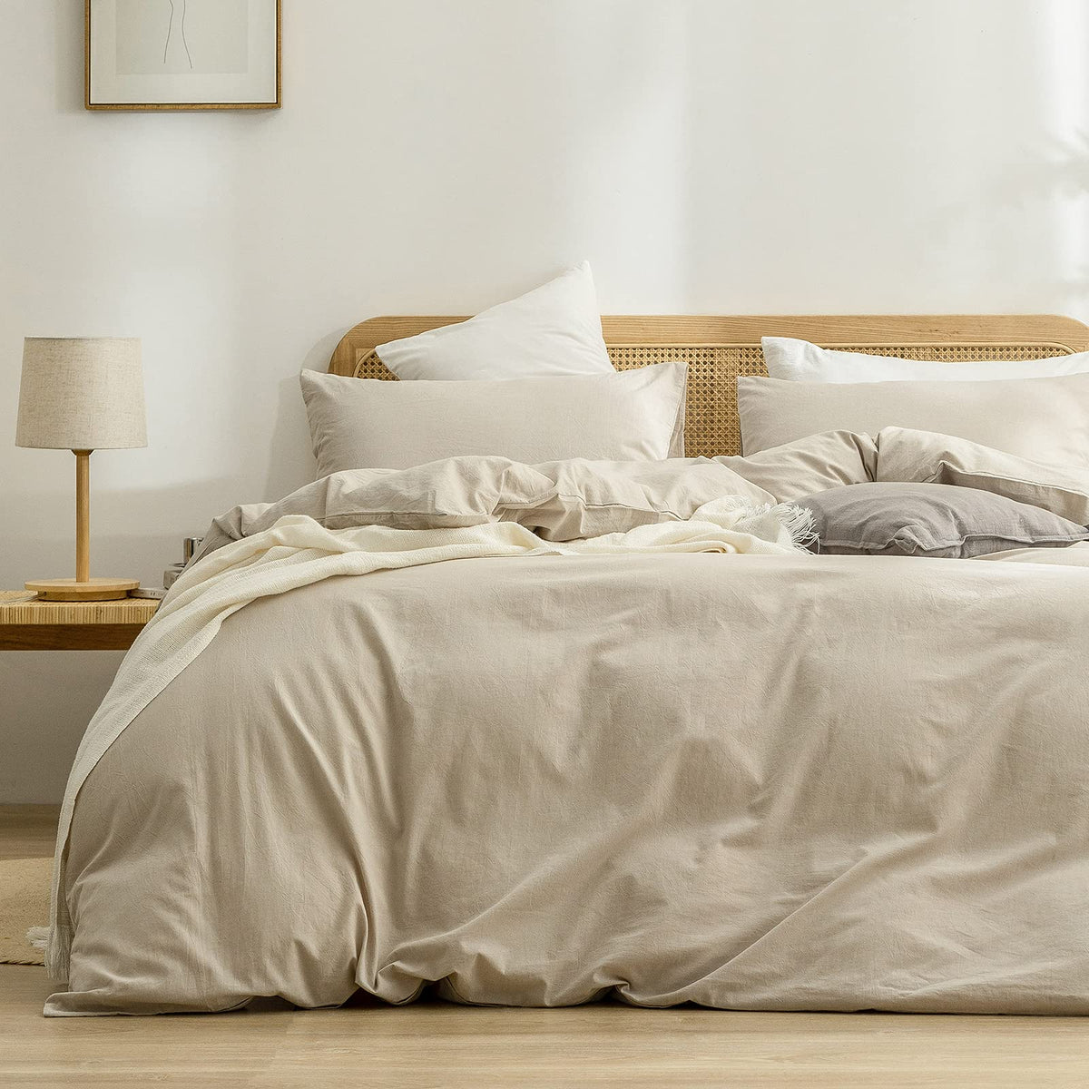 BESTOUCH housse de couette face avant couleur amande grise apportant élégance
