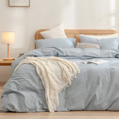 BESTOUCH housse de couette face bleu bleuet, look élégant et apaisant