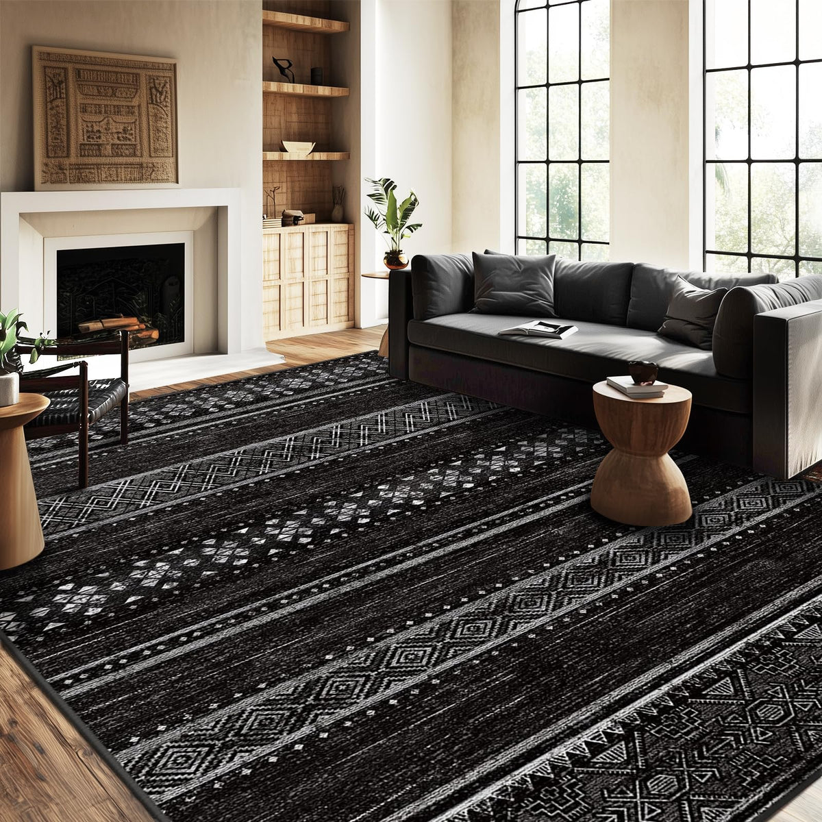 BESTSWEETIE face avant du tapis noir et blanc pour un look moderne
