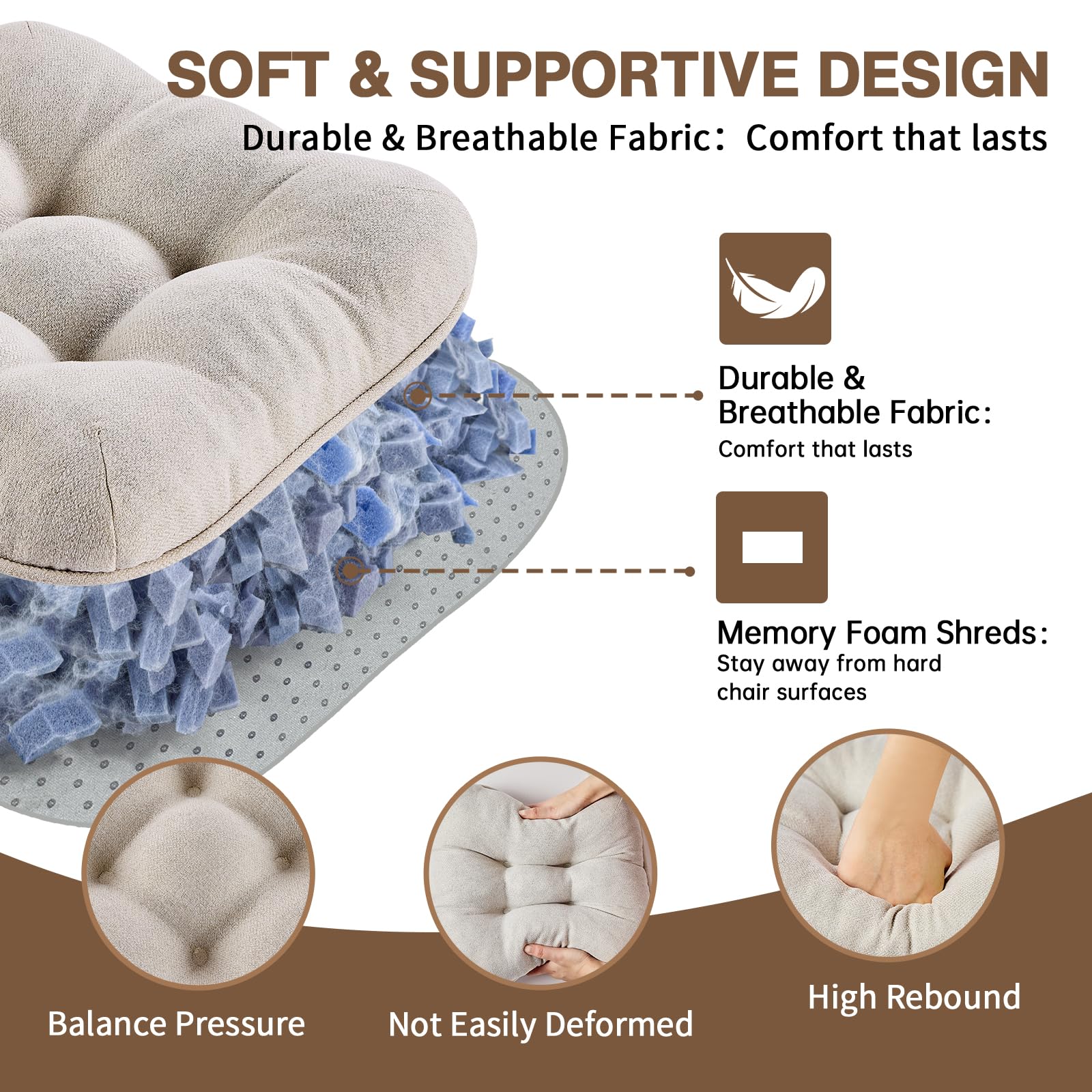BETU coussin en usage sur chaise de salle à manger augmente le confort