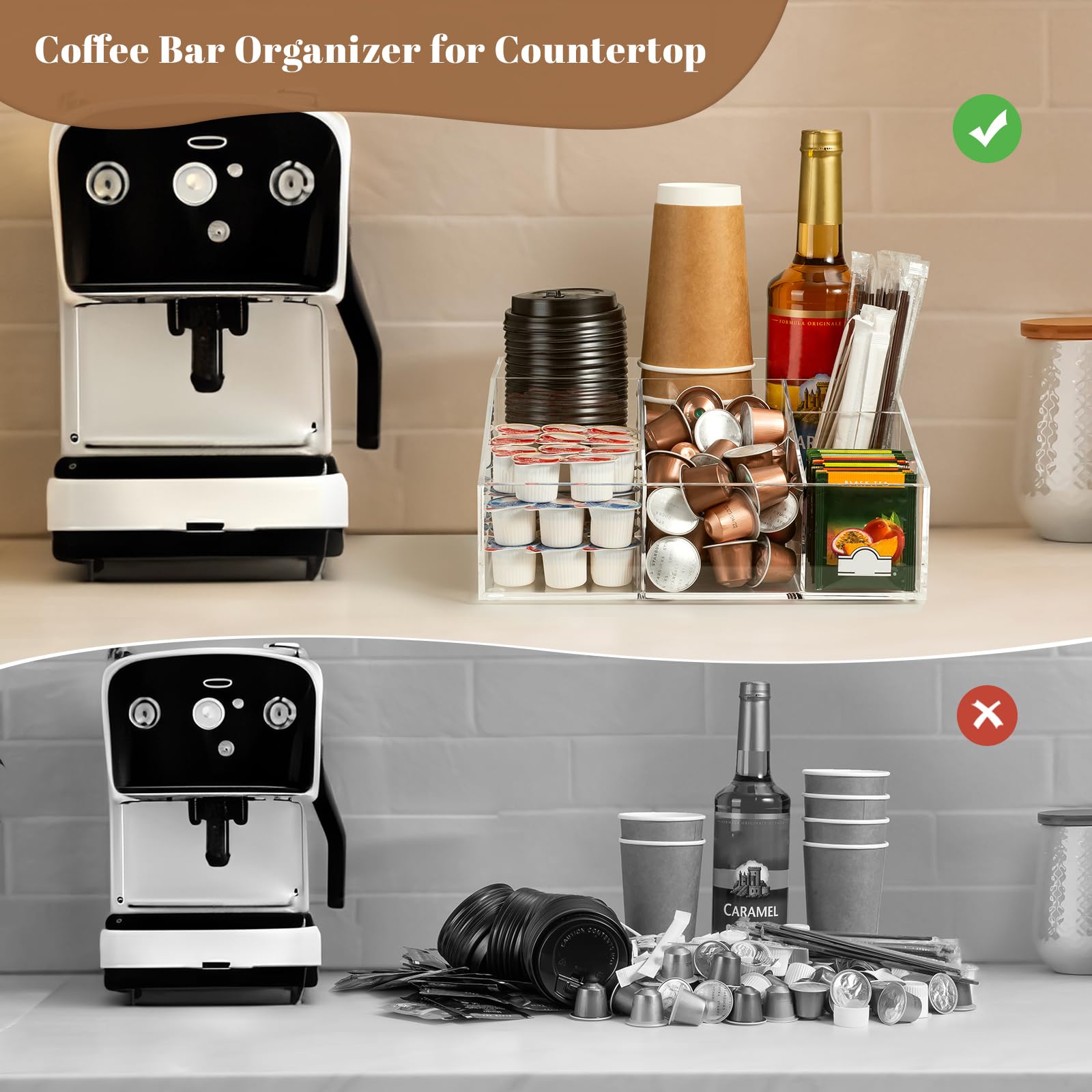 BEYGORM gros plan compartiments pour dosettes et accessoires pratique