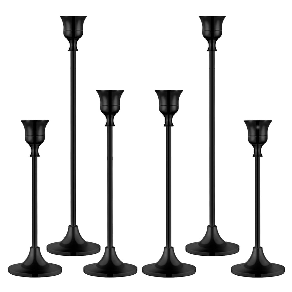 BEZURA vue de face des six chandeliers noirs offrant élégance et stabilité