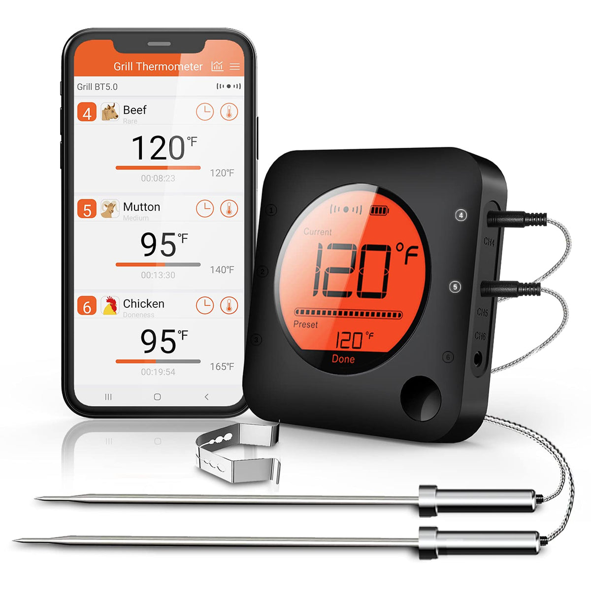 BFOUR thermomètre face écran LCD lisible offrant contrôle rapide