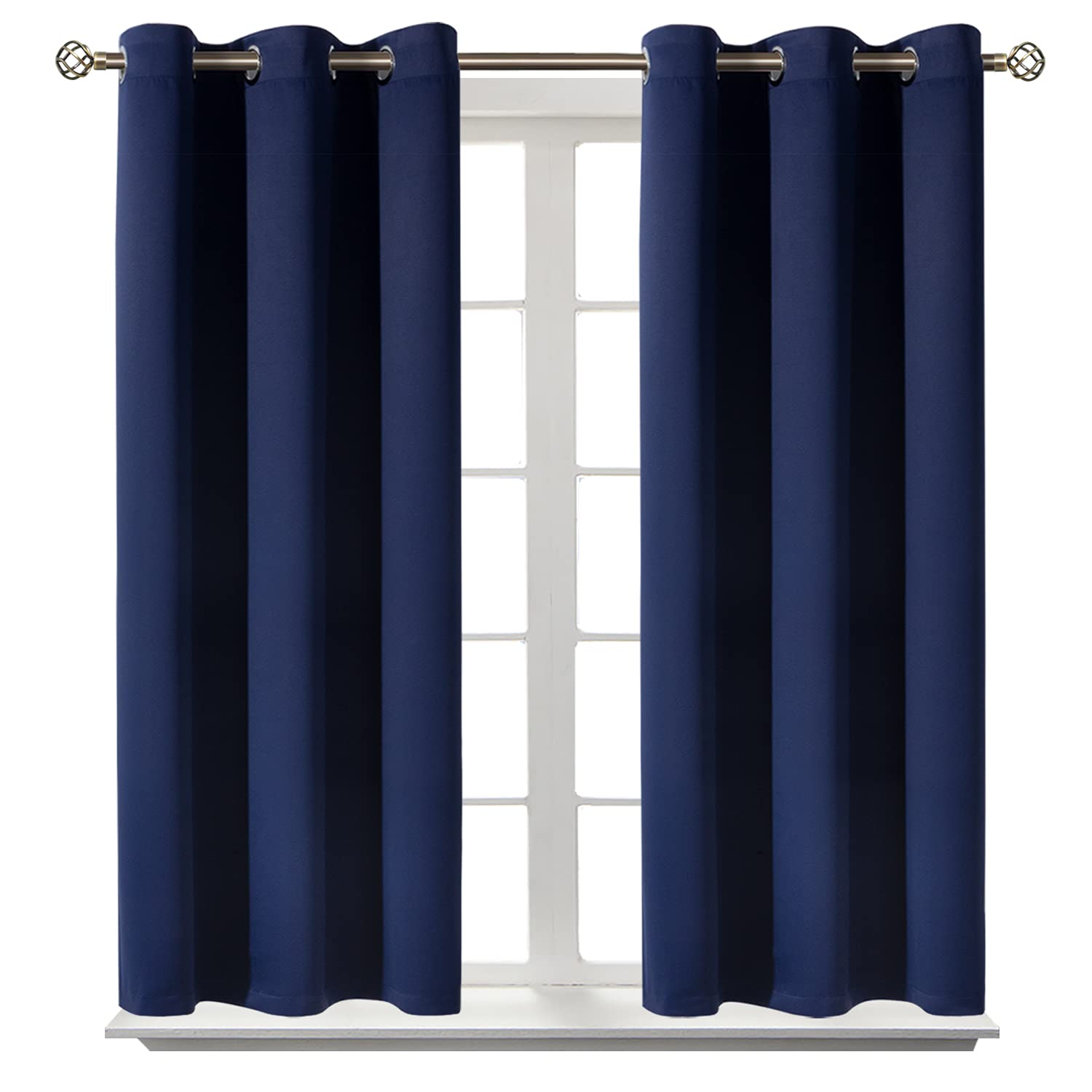 BGment rideau face frontale bleu marine montrant occultation et style