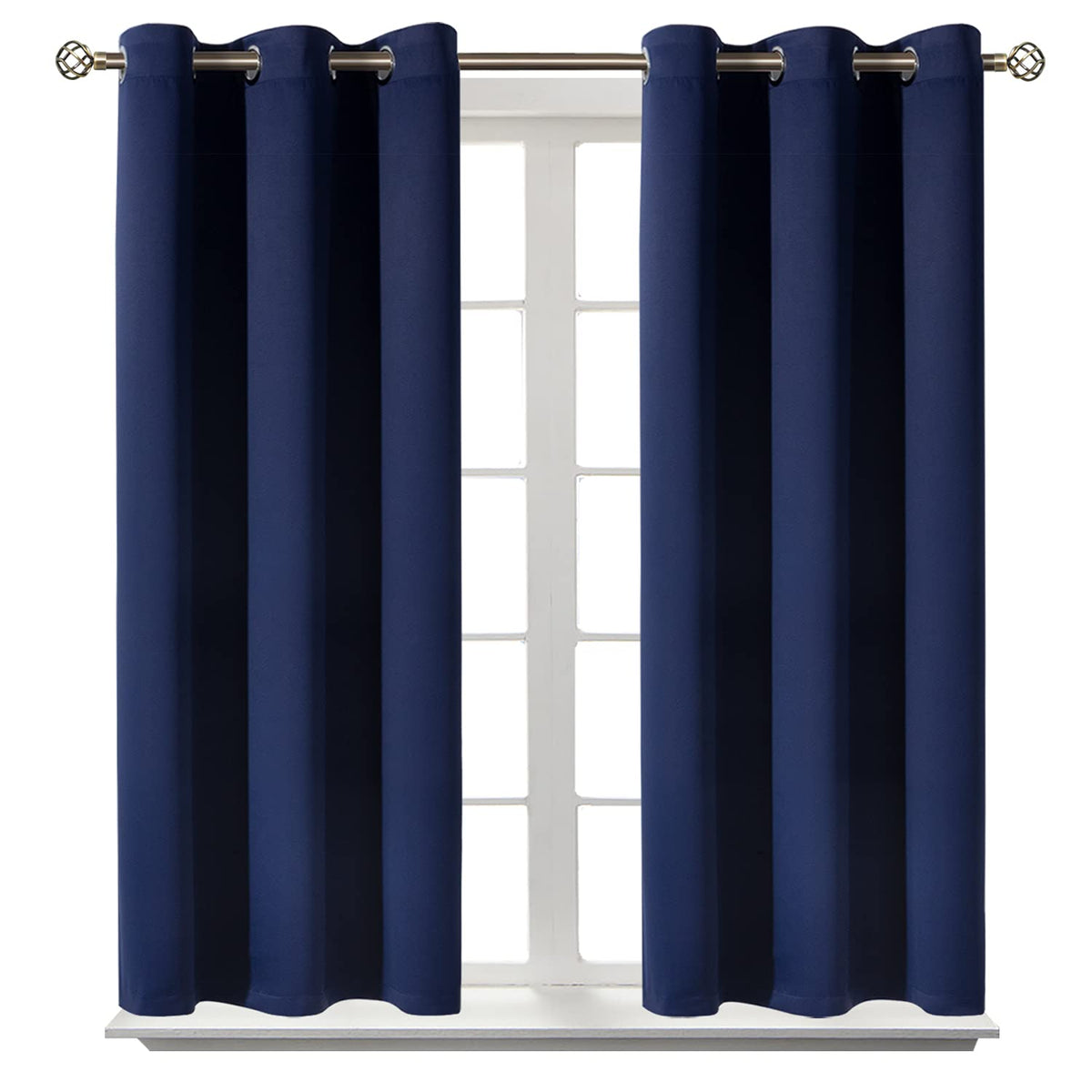 BGment rideau face frontale bleu marine montrant occultation et style