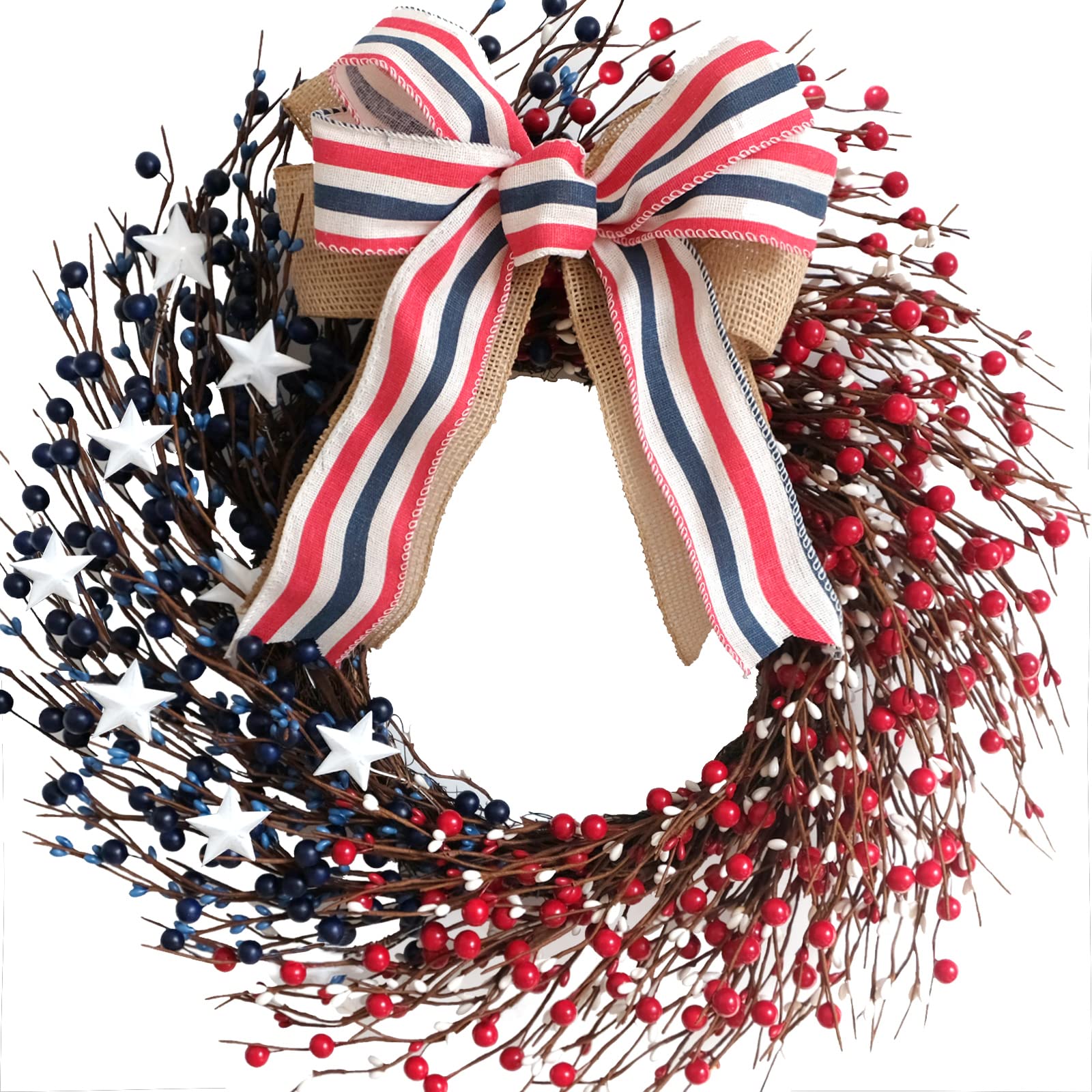 Bibelot couronne vue de face sur porte, accueil patriotique