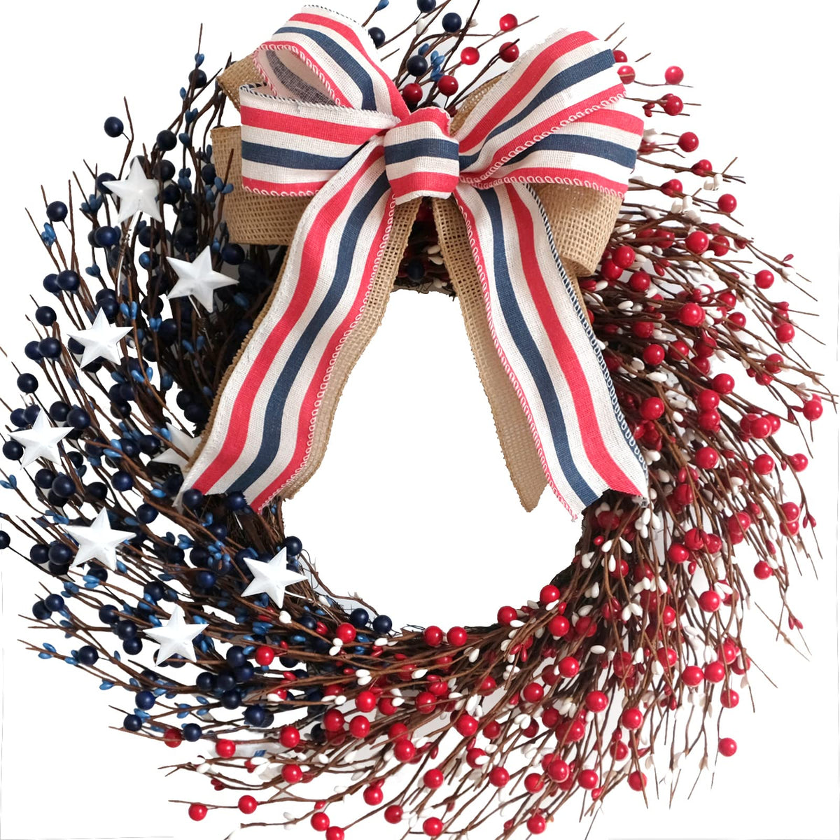 Bibelot couronne vue de face sur porte, accueil patriotique