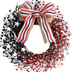 Bibelot couronne vue de face sur porte, accueil patriotique
