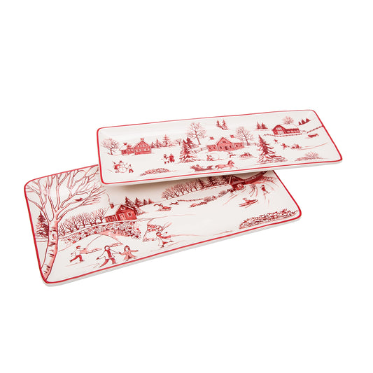 Bico plat rectangulaire face montrant motif Toile de Jouy et présentation élégante