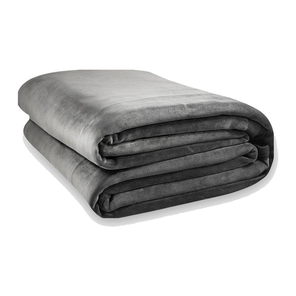 Big Blanket Co vue avant de la couverture gris clair, grande surface confortable