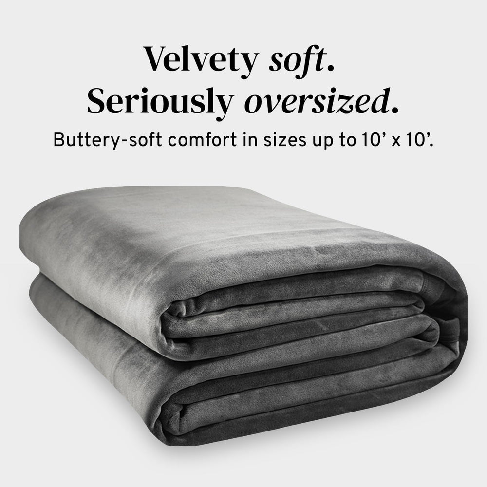 Big Blanket Co gros plan du tissu extensible montrant douceur et respirabilité