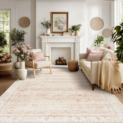 BILEEHOME vue de face du tapis blush prêt à installer, apporte douceur décorative