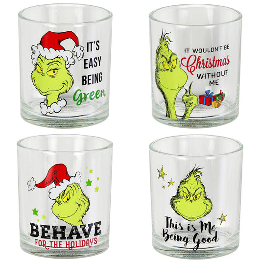Bioworld verre Grinch vue face montre designs variés et gaieté