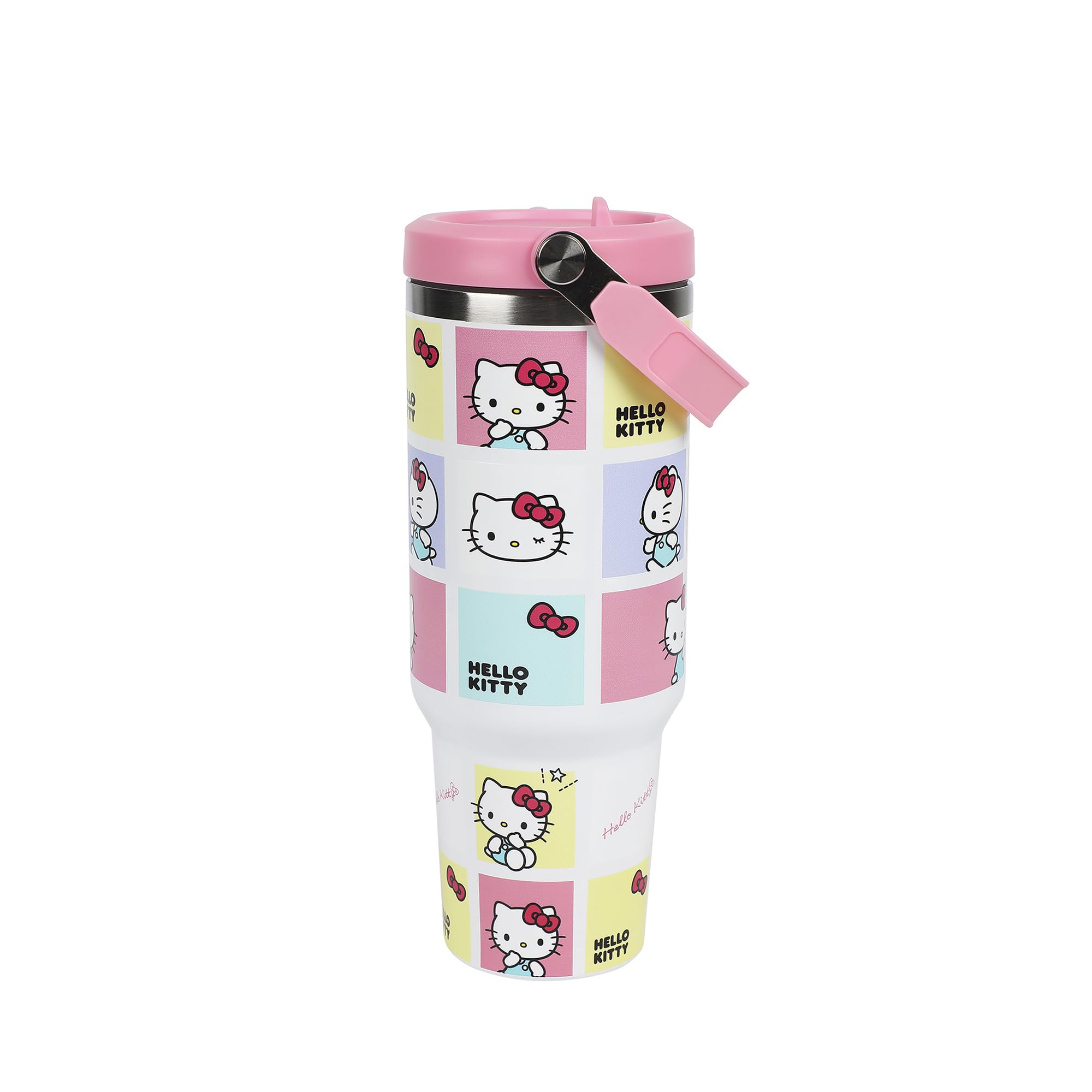 Bioworld gros plan sur impression en carrés Hello Kitty, détails nets et durables