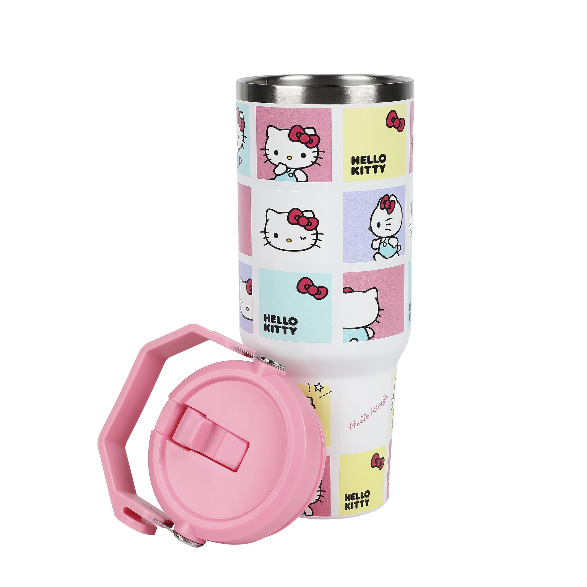 Bioworld gobelet face avant montrant motifs Hello Kitty et couleur blanche, design attrayant